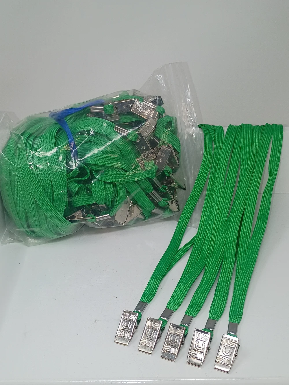 35 Green Badge Lanyards with Metal Clip - Home Party Supplies